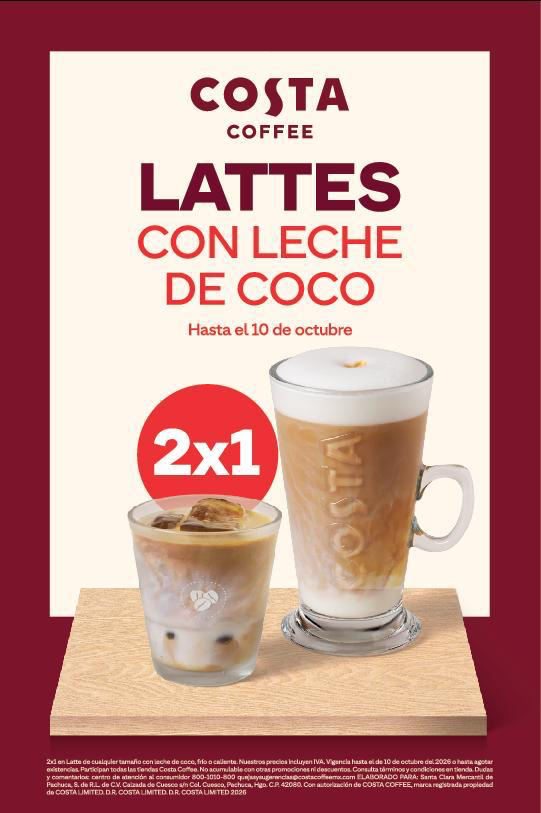 2x1 en Latte con Leche de Coco